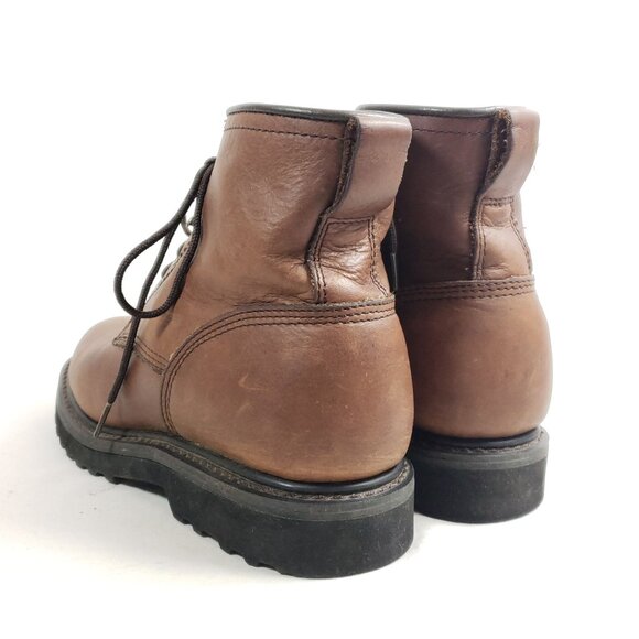 Double H Womens 6.5 Brown Leather Work Boots Oil Resistant Sole - Picture 4 of 9